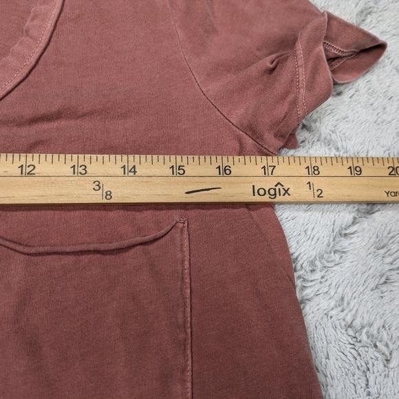 T.La Dress Women's S Pink Mauve Dresla Pocket Tee V-Neck Shirt Cotton Knee  - Picture 4 of 7